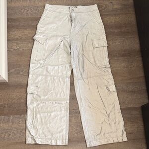 Women's Metallic Silver Cargo Pants - Brand Unspecified